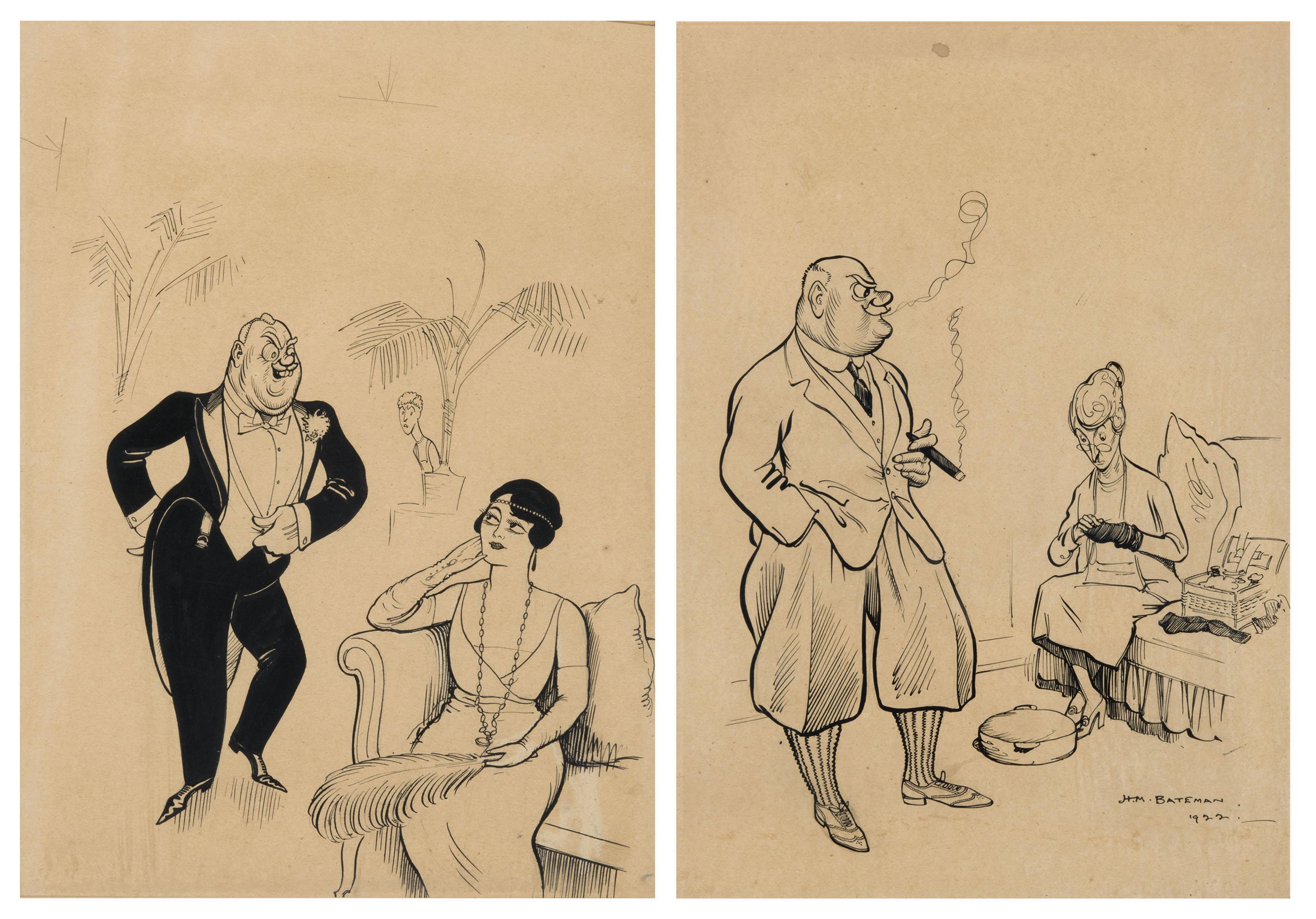 Henry Mayo Bateman - The Colonel in the Conservatory (i); The Colonel\'s Socks (ii)