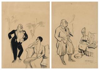 Henry Mayo Bateman - The Colonel in the Conservatory (i); The Colonel\'s Socks (ii)