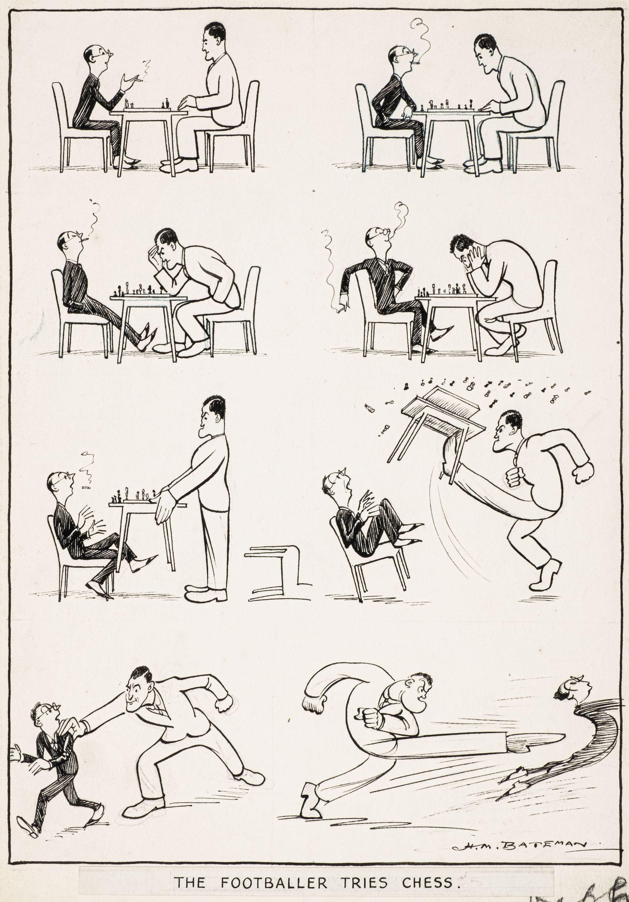 Henry Mayo Bateman - The Footballer Tries Chess