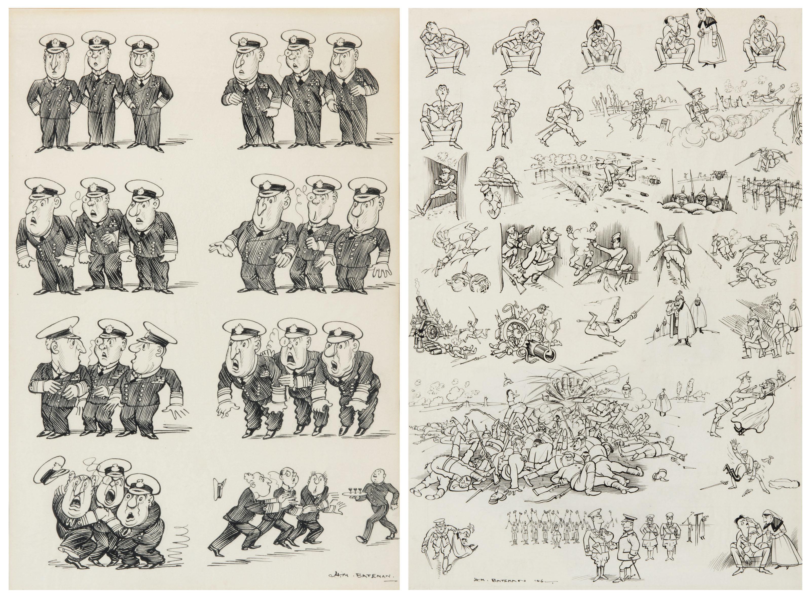 Henry Mayo Bateman - The Tonic (i); and Their Lordships\' view with growing concern... (ii)