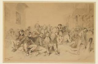 Henry Monnier - Un rassemblement des civils et des soldats