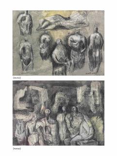 Henry Moore, O.M., C.H. - Figure Studies (Recto); Figures With Architecture (Verso)