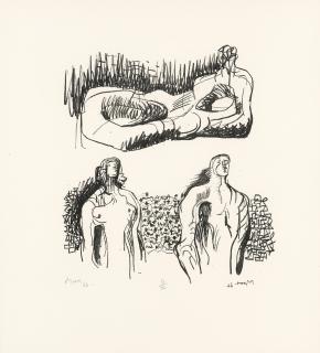 Henry Moore O.M., C.H. - Reclining Figure And Torsos, Plate 7 From Meditations On The Effigy
