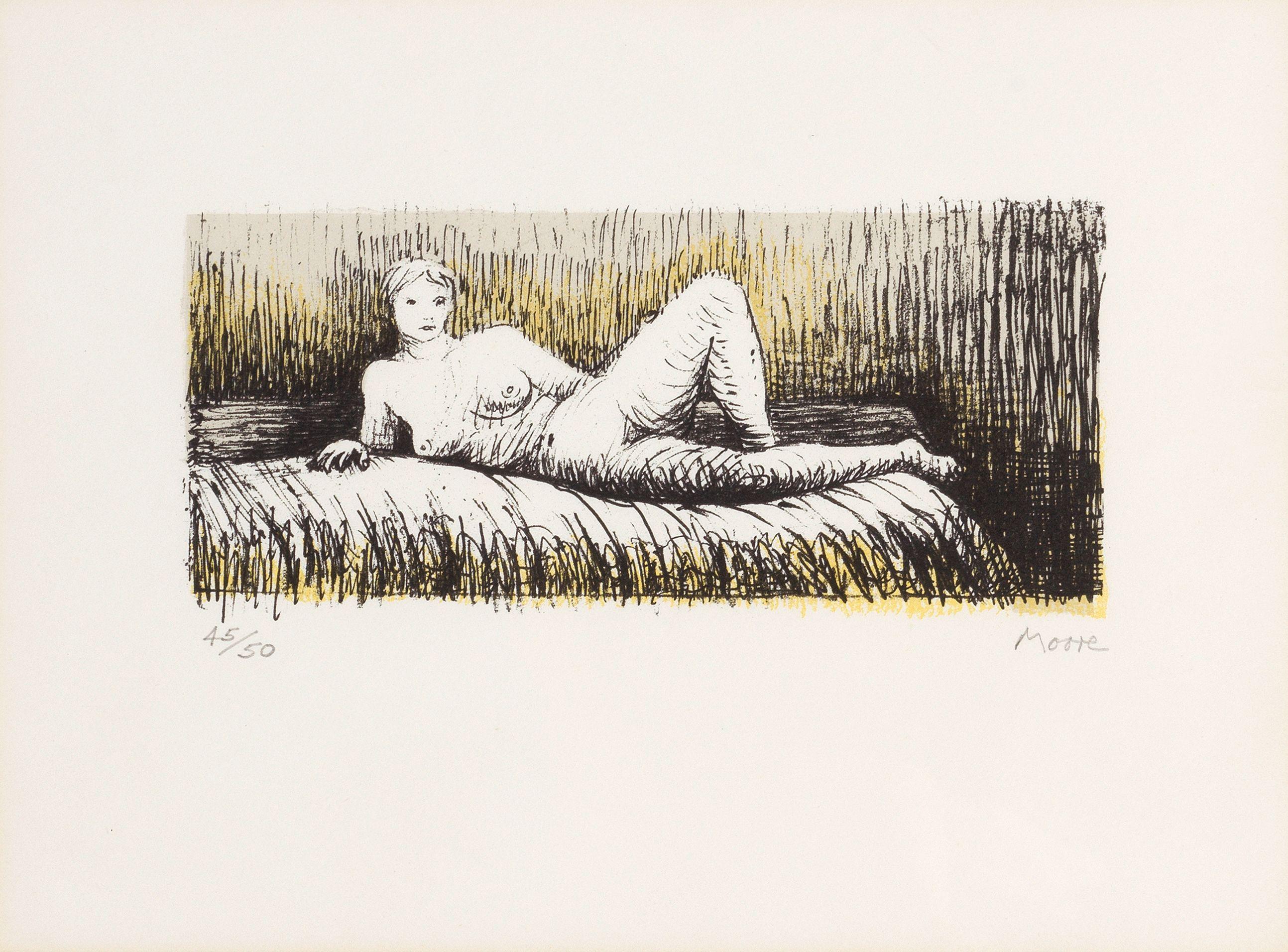 Henry Moore O.M., C.H. - Reclining Girl on Bed, from Nudes