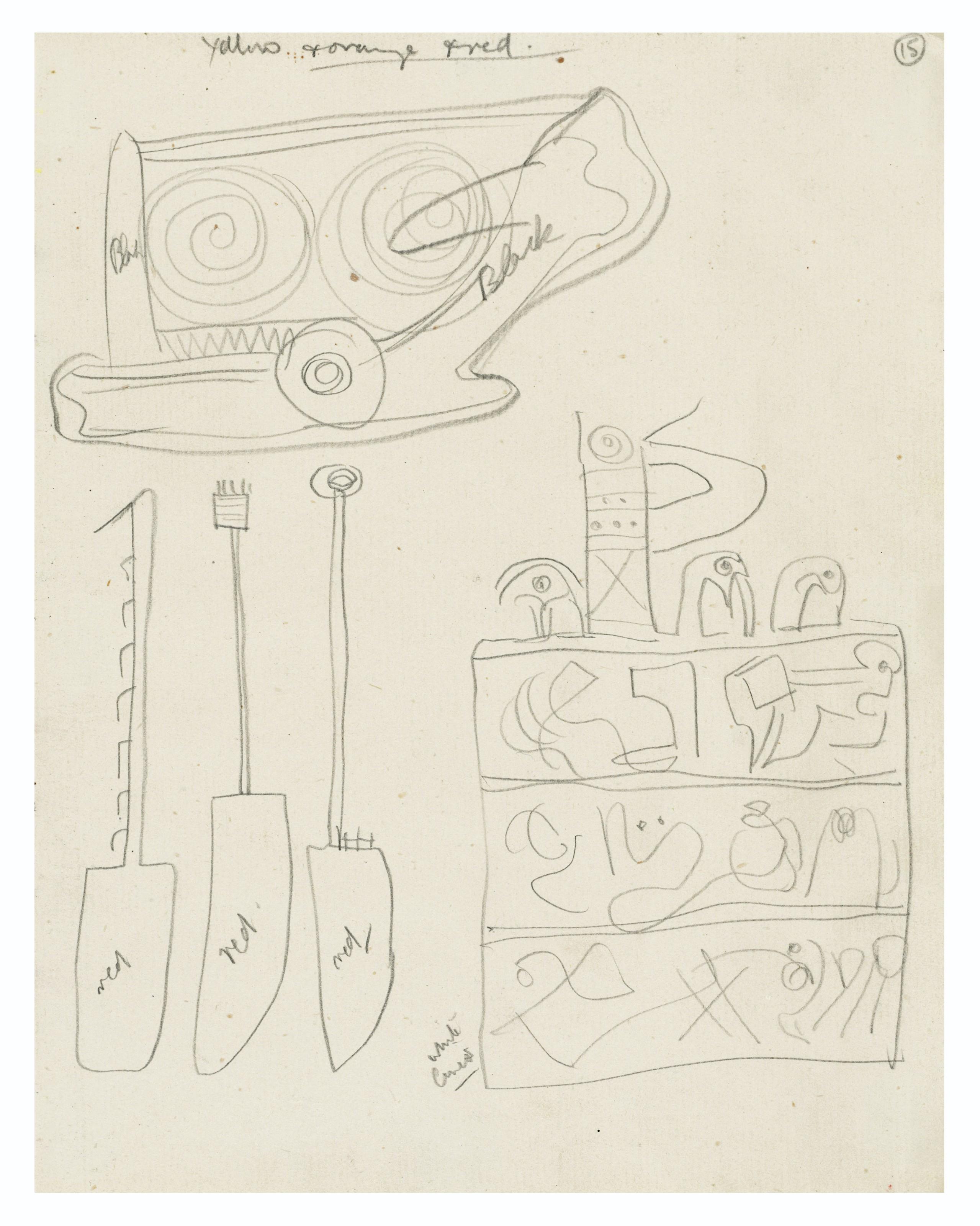 Henry Moore, O.M., C.H. - Textile Design from Sketchbook 1