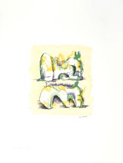 Henry Moore O.M., C.H. - Two Reclining Figures in Yellow and Green, from \'Meditations on the Effigy\'