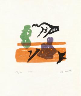 Henry Moore O.M., C.H. - Violet Torso on Orange Stripes, from \'Shelter Sketchbook\'