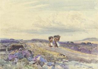 Henry Moore, R.A., R.W.S. - Among the Peat, Skye