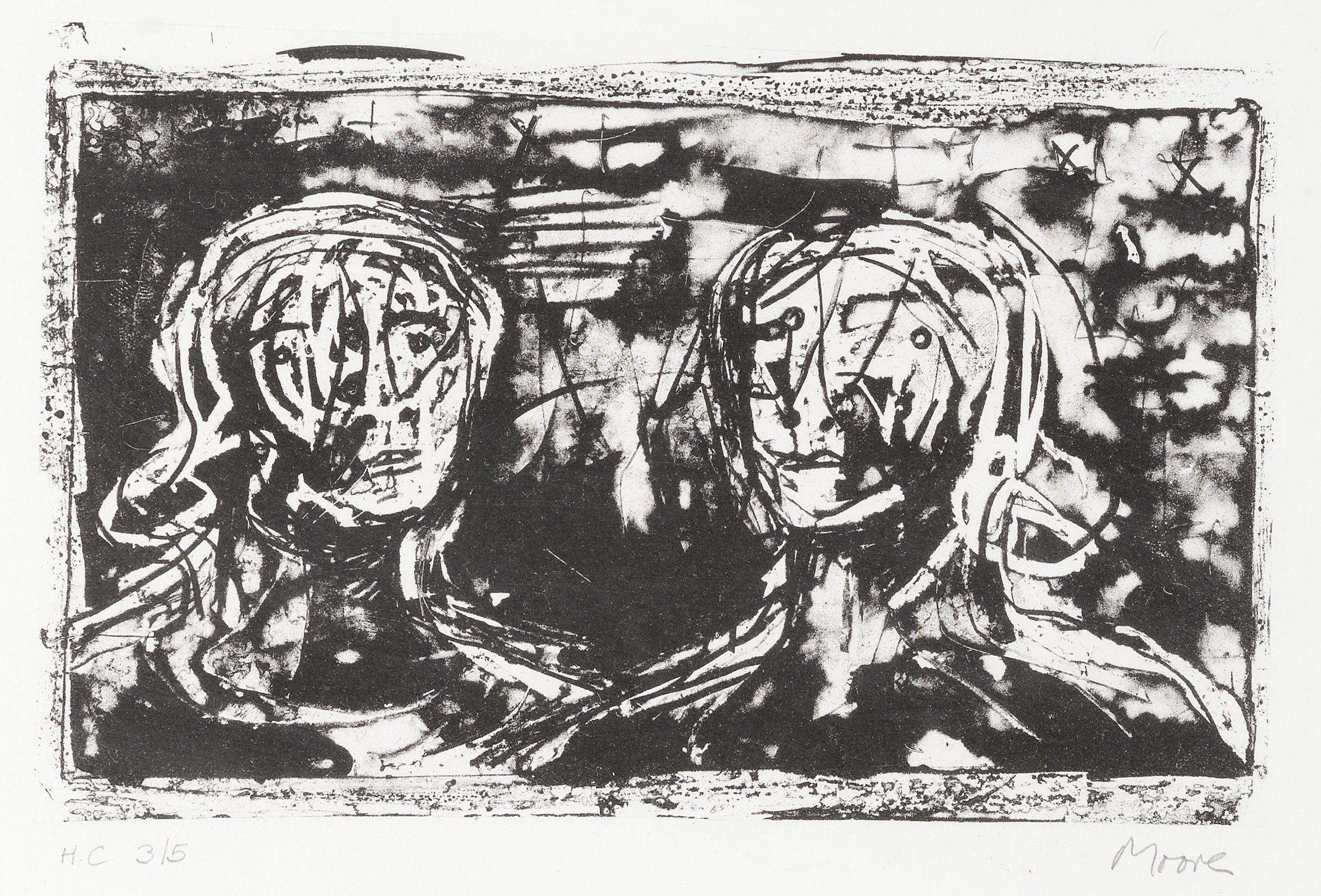 Henry Moore, R.A. - Two Heads, from \'Auden Poems\'