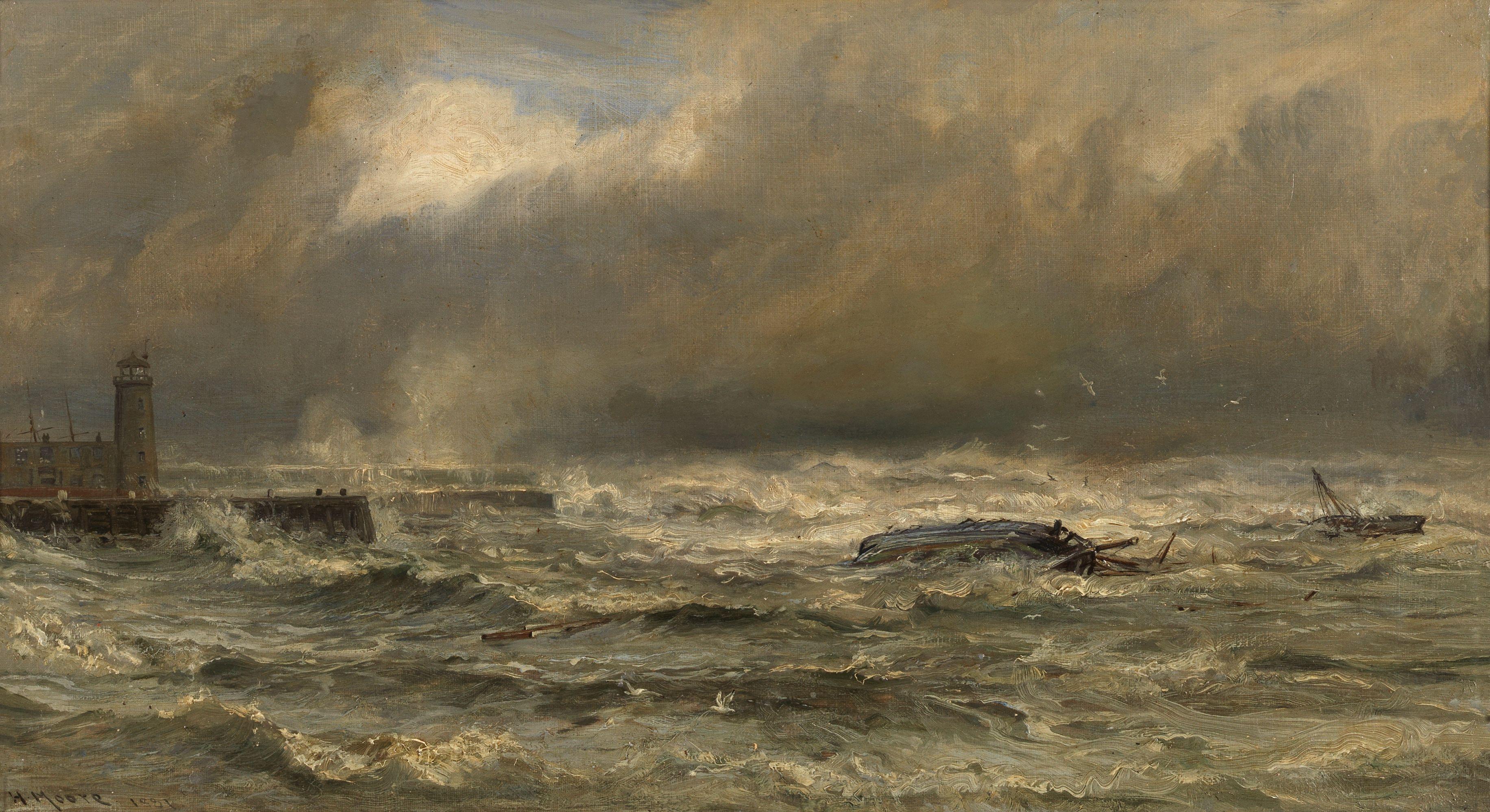 Henry Moore, RA - A dismantled wreck in a stormy sea