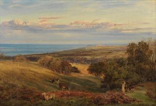 Henry Moore, RA - Whitby Abbey and coastline cliffs