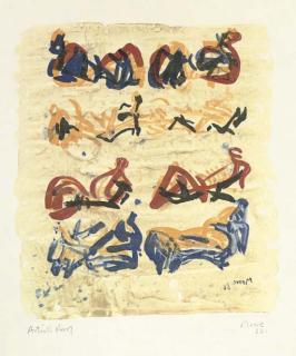 Henry Moore - Eight Reclining Figures in Yellow Red and Blue (Cramer 58)