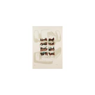 Henry Moore - Eight Reclining Figures On Rock Background