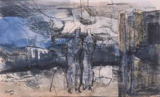 Henry Moore - Figures in a Landscape; Stringed Figures in Lead