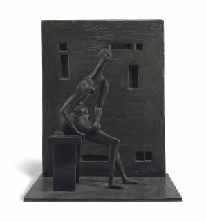 Henry Moore - Girl Seated against Square Wall