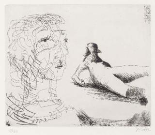 Henry Moore - Head of Girl and reclining Figure (C. 506)
