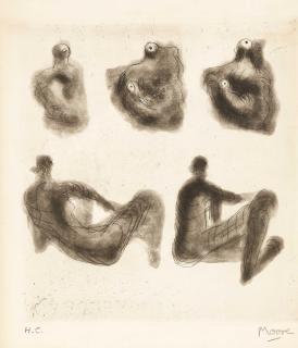 Henry Moore - Mother and Child and Reclining Figures, 1974 (Cramer 377)