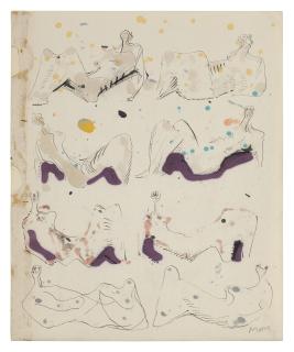 Henry Moore - Page From Sketchbook: Eight Reclining Figures