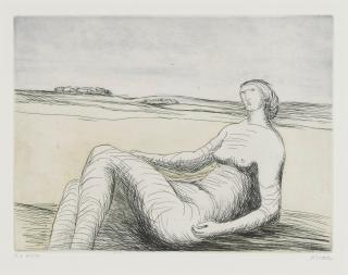 Henry Moore - Reclining Figure 3; Head of Girl I; Female Figures with Grey Background 3