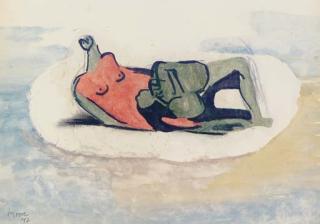 Henry Moore - Reclining Figure in Red and Green