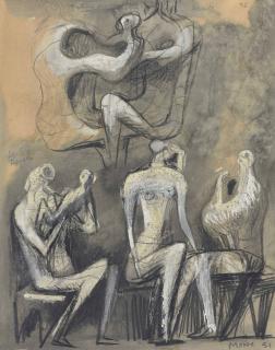 Henry Moore - Seated Figures (recto and verso)