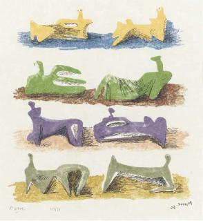 Henry Moore - Shelter Sketchbook: Two Prints; and Two Standing Figures No. XII (C. 81; 84; and 178)