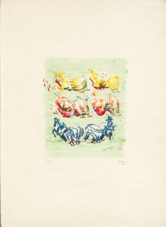 Henry Moore - Six Reclining Figures on Green Ground