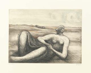 Henry Moore - Stephen Spender, The Reclining Figure, Humlebaek, Denmark, Louisiana Museum of Modern Art, 1977-8 (Cramer 471-81)