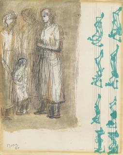 Henry Moore - Three Women With A Child And Reclining Figures On Music Lines