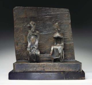 Henry Moore - Two Seated Figures Against Wall