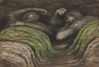 Henry Moore - Two Sleepers In The Underground (Recto); Figures And Sketches Of Sculpture (Verso)