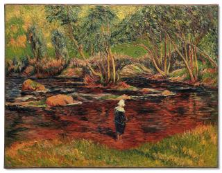 Henry Moret - Bretonne De Pont-Aven, Les Pieds Dans La Rivière