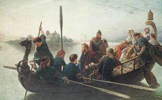 Henry Nelson O\'Neil, A.R.A. - The Lay Of King Canute  Merrily Sang The Monks Of Ely  As The King Rowed By
