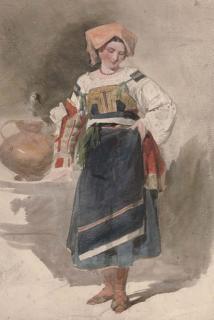 Henry Parsons Riviere - Deep in thought by the water fountain