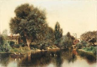 Henry Pember Smith - Boating on a Pond