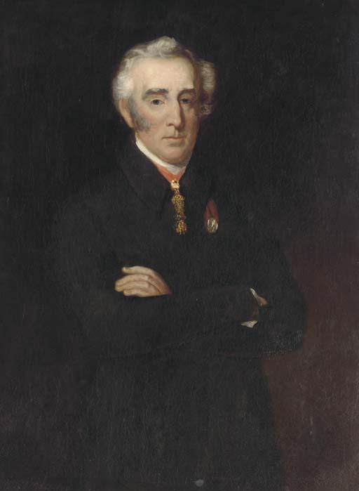 Henry Perronet Briggs, R.A. - Portrait of Arthur Wellesley, 1St Duke of Wellington (1769-1852), Three-Quarter Length, Standing, Wearing A Coat With The Order of The Golden Fleece And The Waterloo Medal