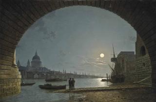 Henry Pether - A view of the Thames with Saint Paul\'s Cathedral from Blackfriars