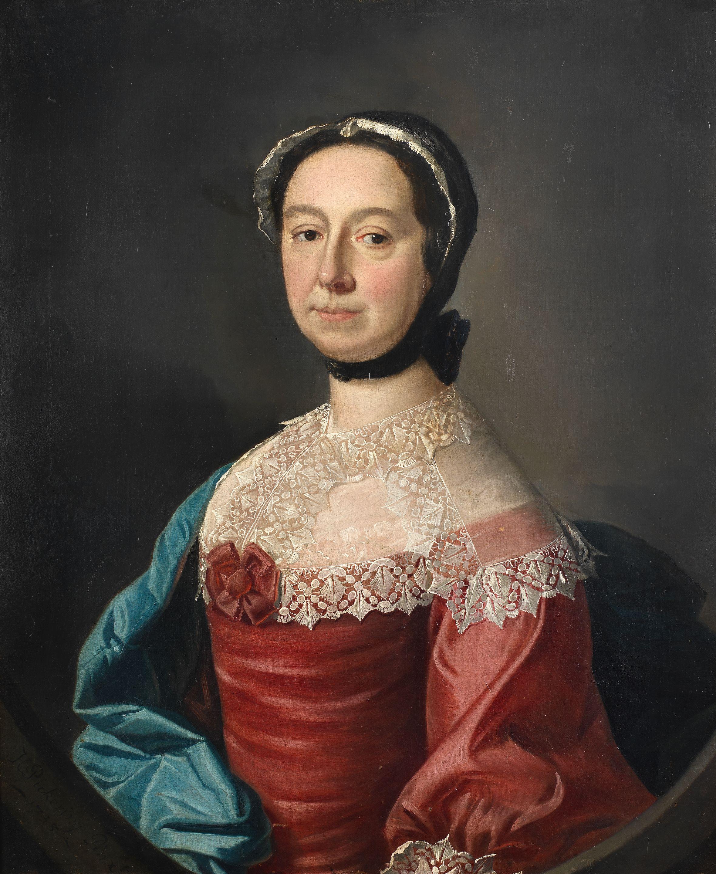 Henry Pickering - Portrait of a lady, half-length, in a pink dress and blue shawl