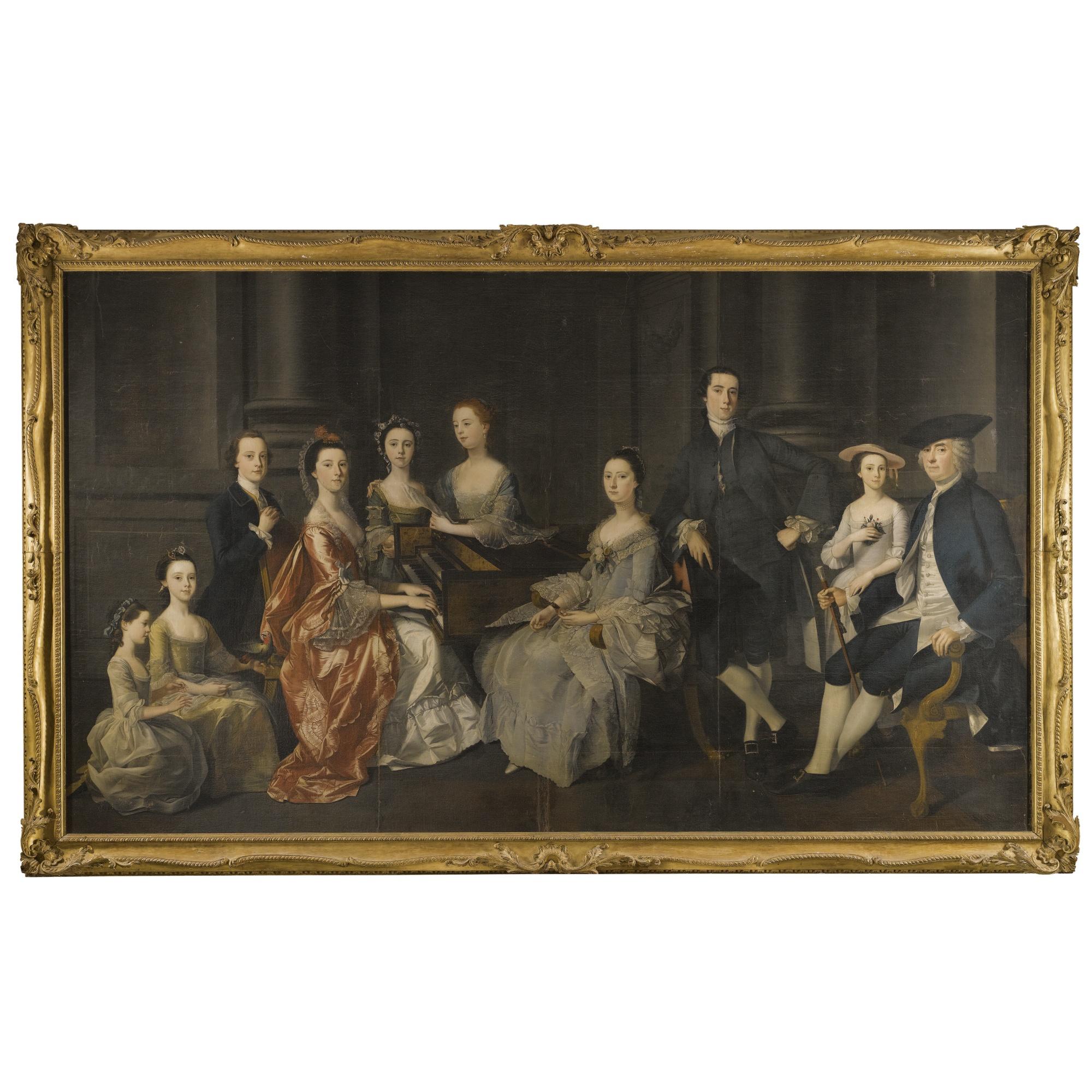 Henry Pickering - Portrait Of Sir Wolstan Dixie, 4Th Bt. (1701-1767), Of Bosworth Hall, Leicestershire, And His Family, Seated Around A Harpsichord