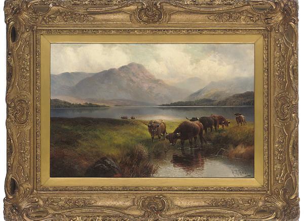Henry R. Hall - Highland cattle, Loch Venachar, Perthshire
