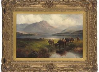 Henry R. Hall - Highland cattle, Loch Venachar, Perthshire