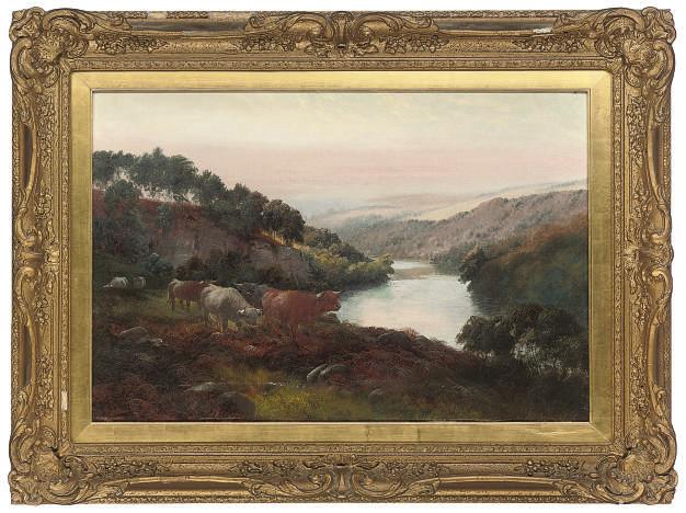 Henry R. Hall - Scottish Borderers, Near Carlisle, Cumberland; And Highland Cattle, Loch Maree, Sunset