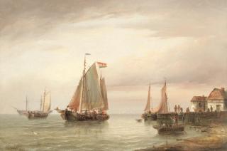 Henry Redmore - A calm evening off a Dutch coastal town
