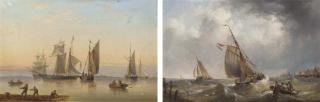 Henry Redmore - A schooner and fishing vessels in a calm; and Dutch fishing barges running into port
