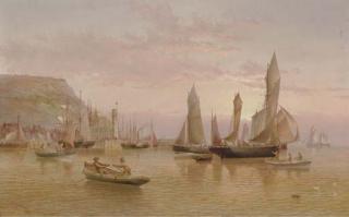 Henry Redmore - Fishing boats in a harbor calm