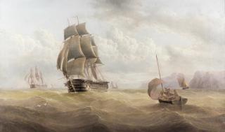 Henry Redmore - Ships of the line making way along the coast