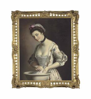 Henry Robert Morland - A lady\'s maid soaping linen