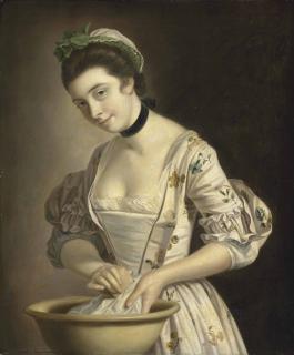 Henry Robert Morland - A lady\'s maid soaping linen