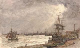 Henry Robertson, A.R.E. - A Break In The Clouds, Shoreham Harbour (Illustrated); A Windmill At Littlehampton; And The Mouth of The Harbour At Littlehampton
