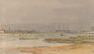 Henry Robertson, A.R.E. - A Calm Day On The Estuary At Portsmouth (Illustrated); And A Third Rate Anchored In The Harbour At Portsmouth